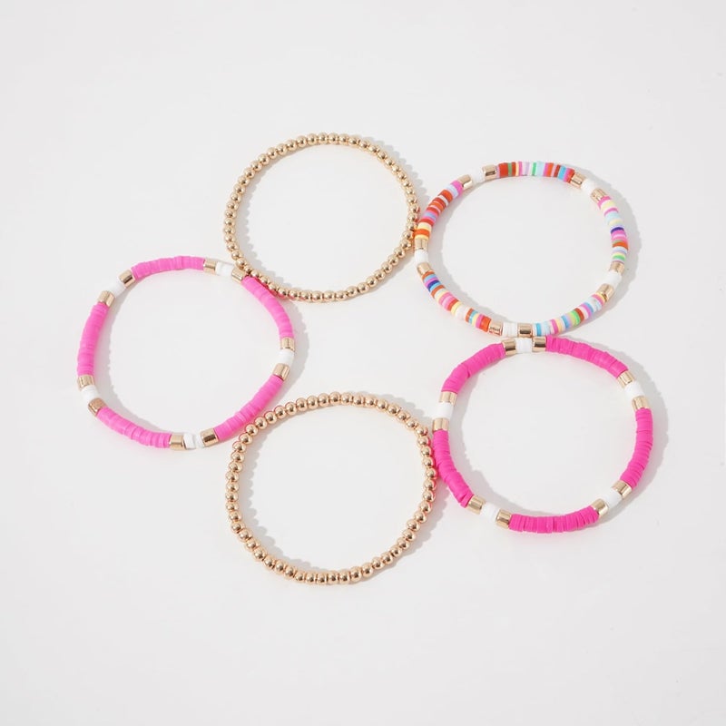 GOOJIDS Surfer Heishi Clay Bead Bracelets for Women Bohemian Stackable Gold Plated Beaded Stretch Bracelets Elastic Layering Friendship Bracelets Set Boho Jewelry - Image 4